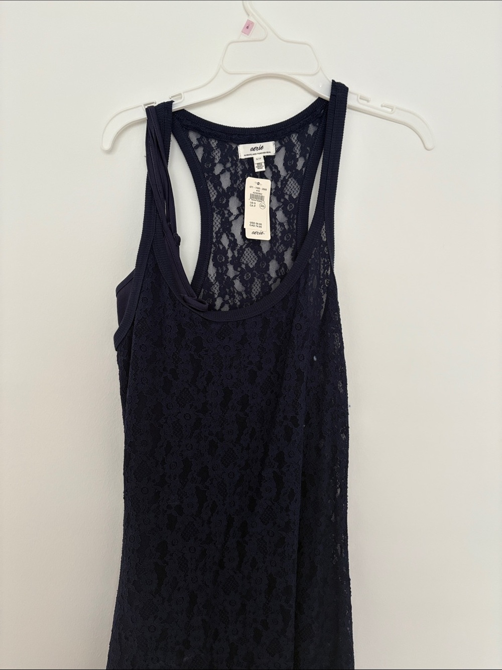 aerie Navy Lace Racerback midi dress